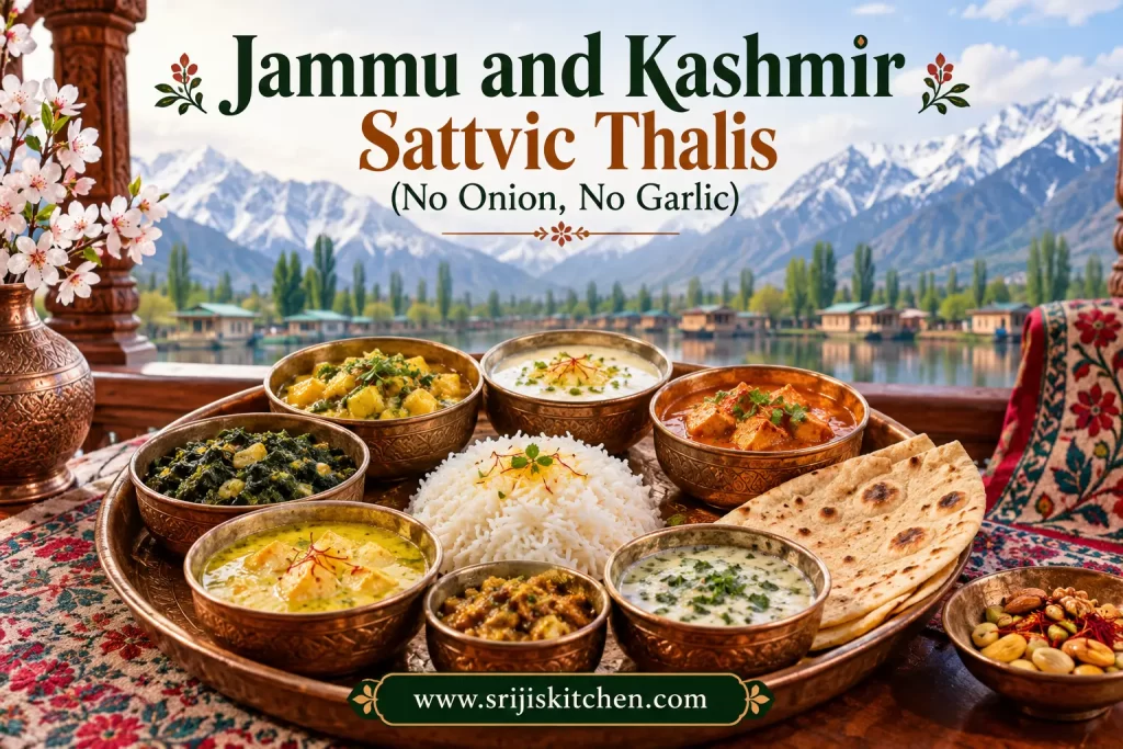 Traditional sattvic thali inspired by Jammu and Kashmir cuisine